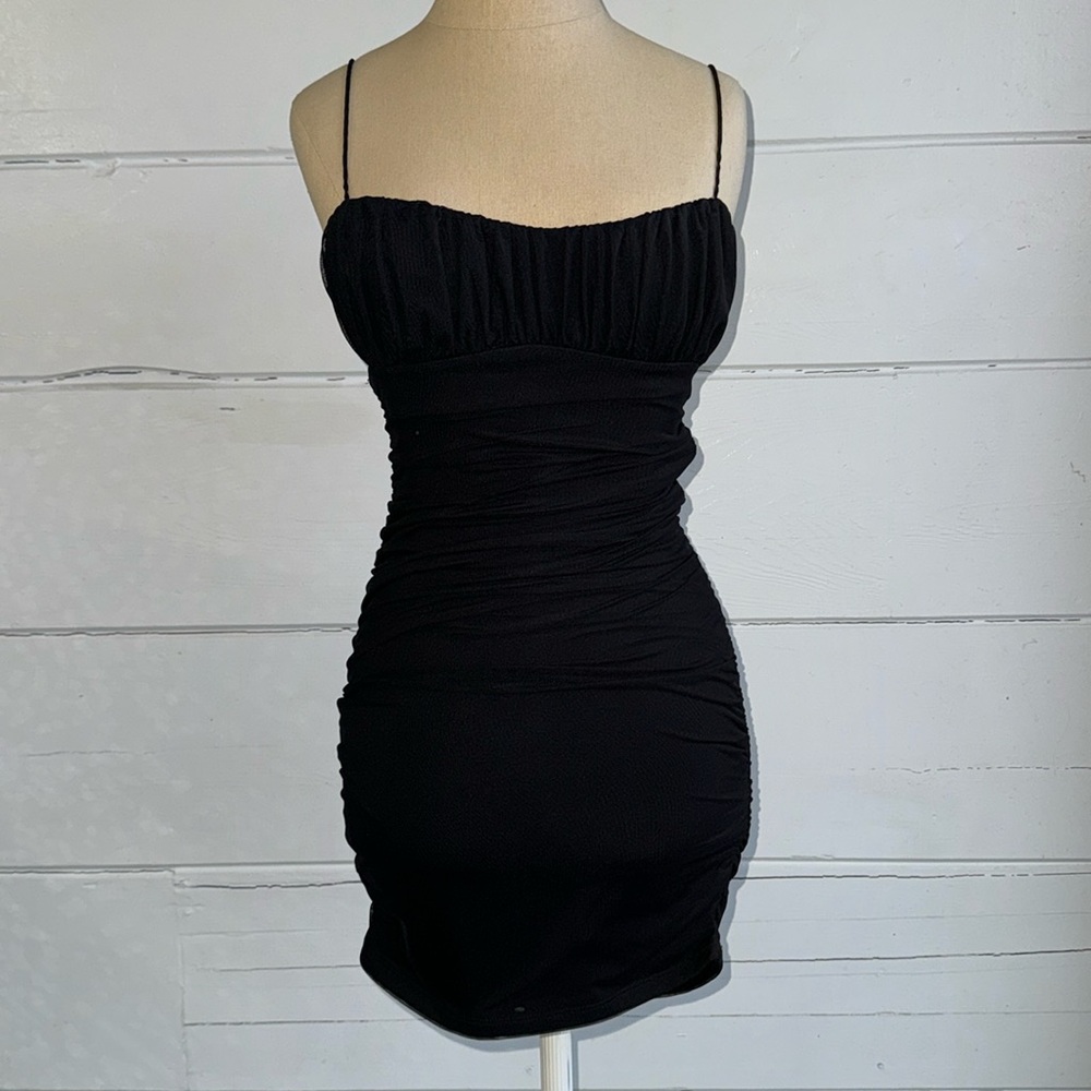 Princess Polly black rushed dress